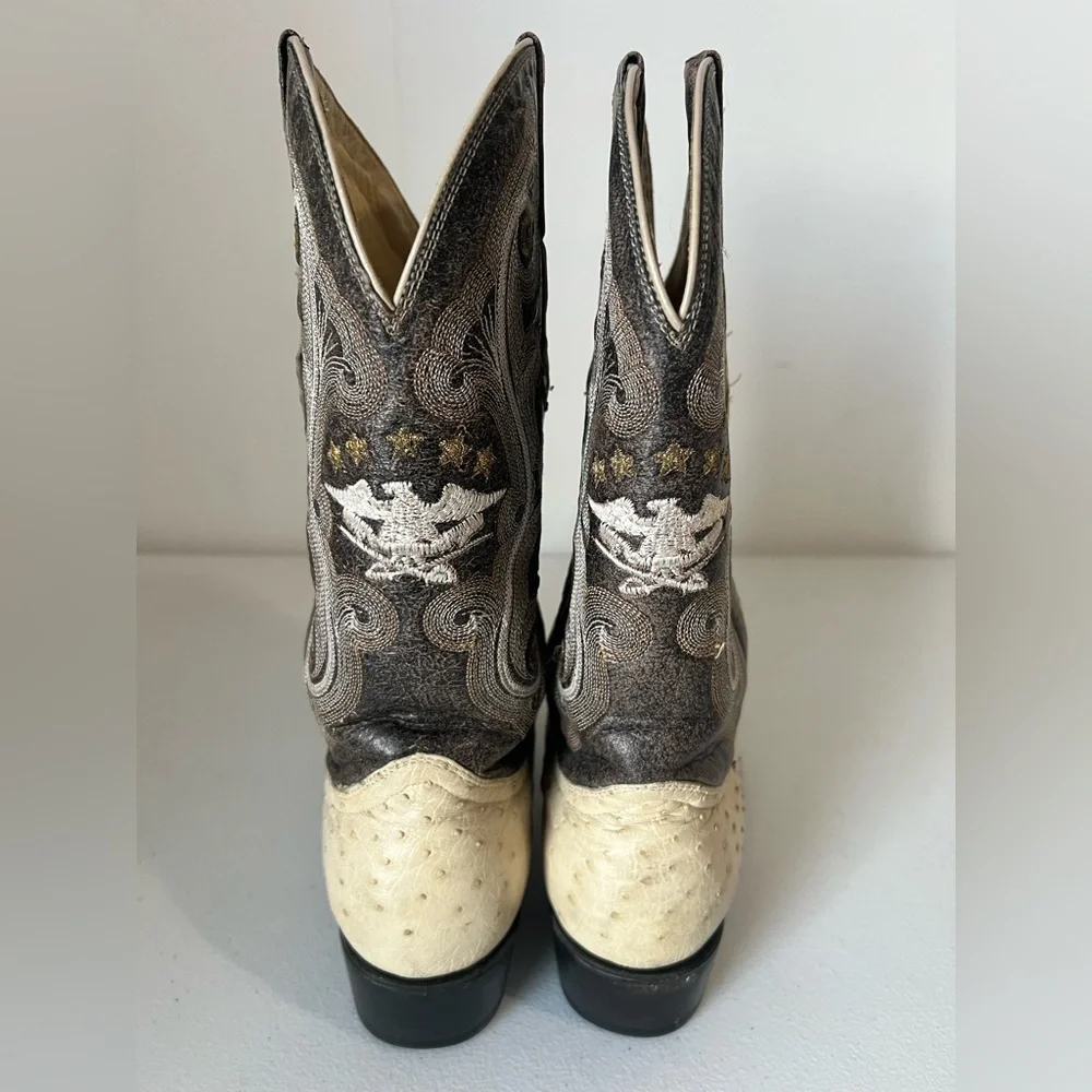 El General Genuine Ostrich Size 8.5 Boots + Matching Belt Wester Cowboy Men’s